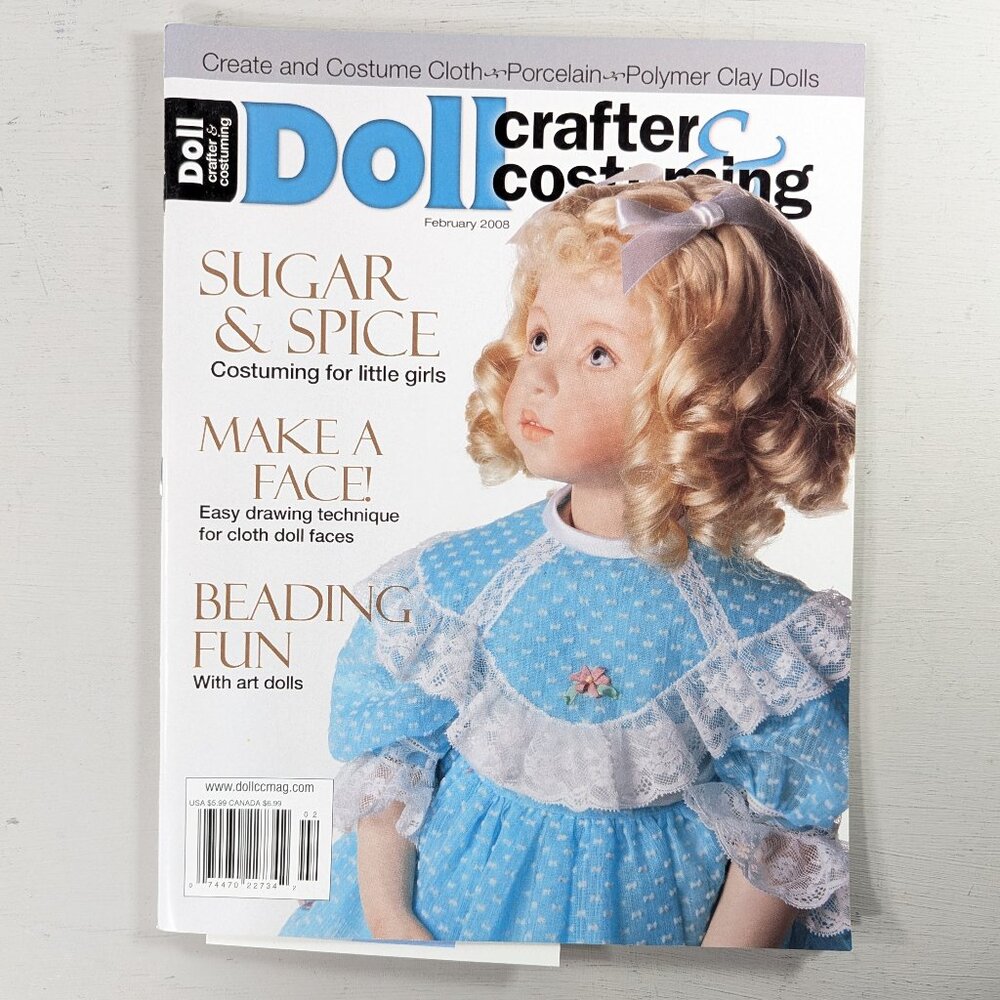Doll crafter and costuming magazine Feb 2008, doll making magazine